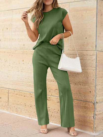 The Monaco Set | Sleeveless Top & Wide-Leg Trousers