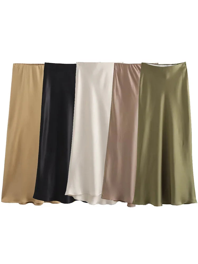 The Vianté Skirt | Timeless Satin Midi Skirt