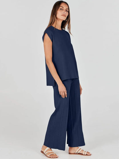 The Monaco Set | Sleeveless Top & Wide-Leg Trousers