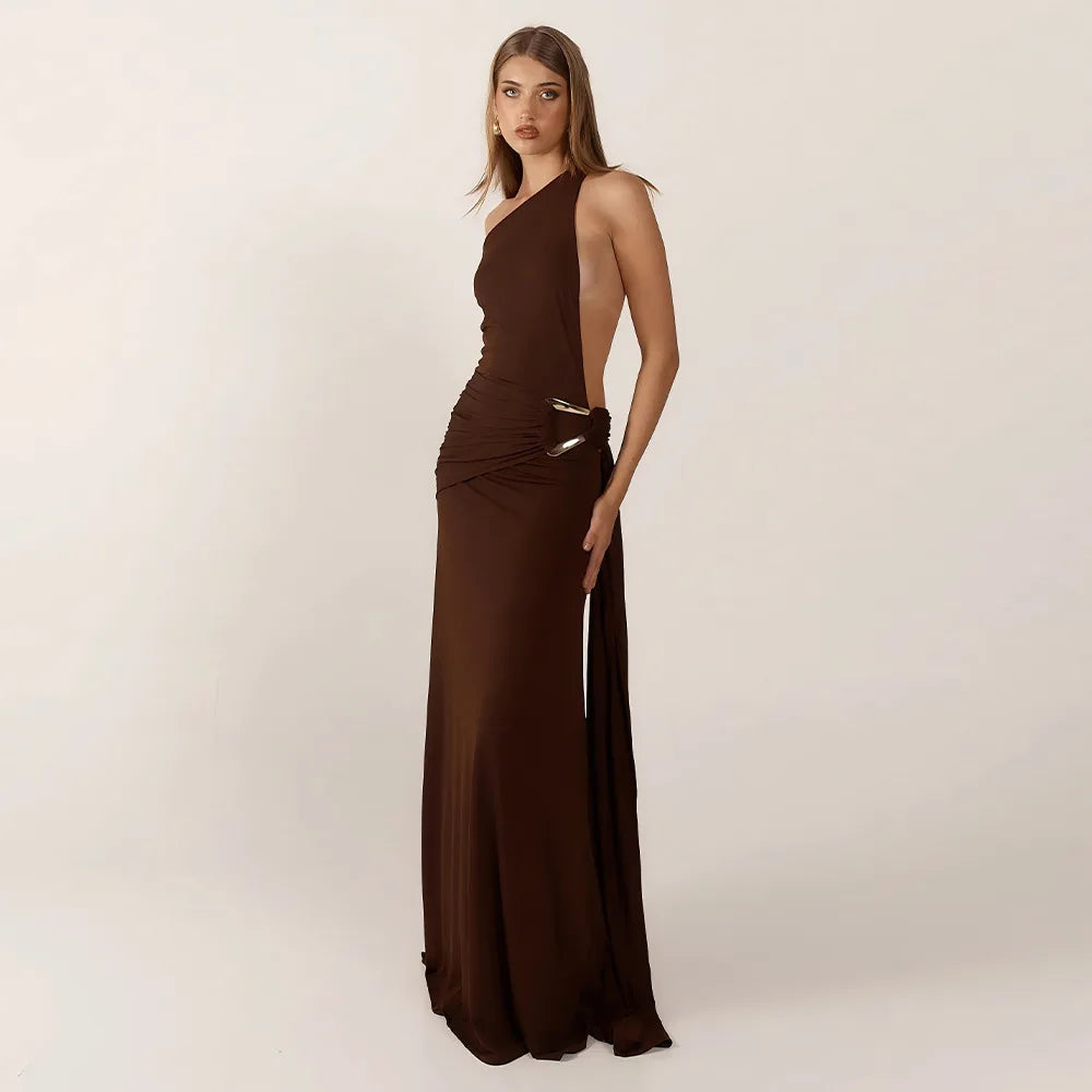 The Vivienne Maxi Dress | One-Shoulder Backless Maxi Dress