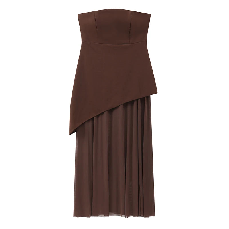 The Valentina Mesh Maxi Dress | Strapless Maxi Dress