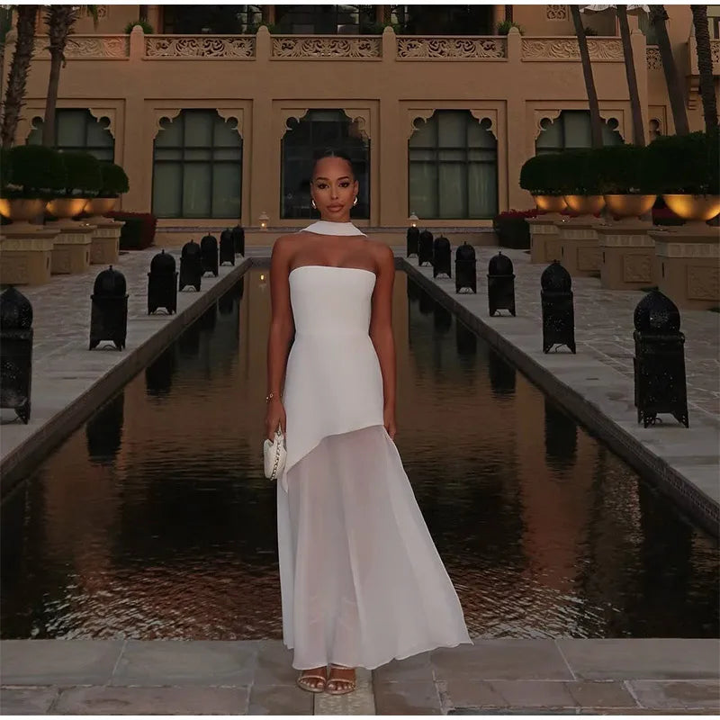 The Valentina Mesh Maxi Dress | Strapless Maxi Dress
