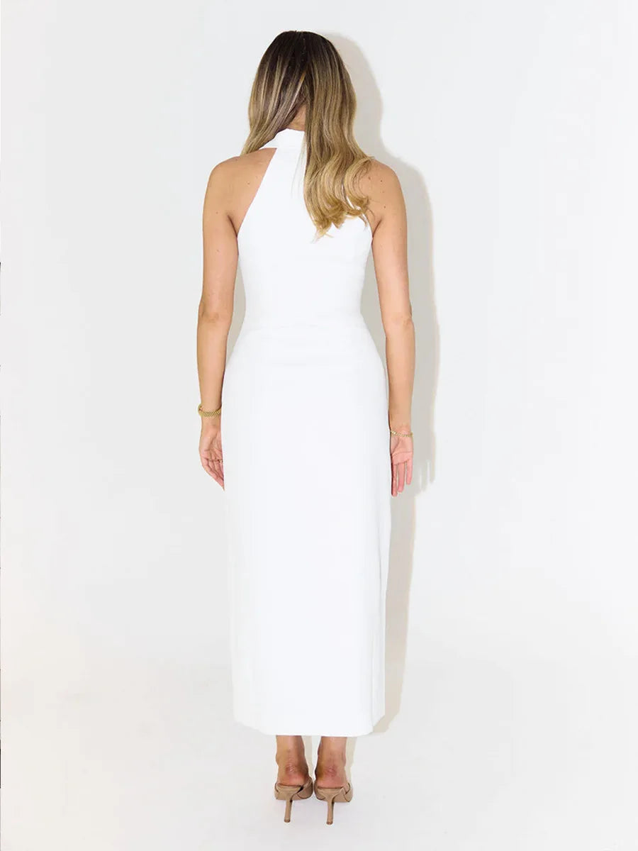 The Alessia Linen Shirt Dress | Midi Shirt Dress with Side Slit