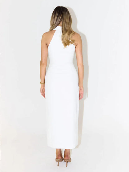 The Alessia Linen Shirt Dress | Midi Shirt Dress with Side Slit
