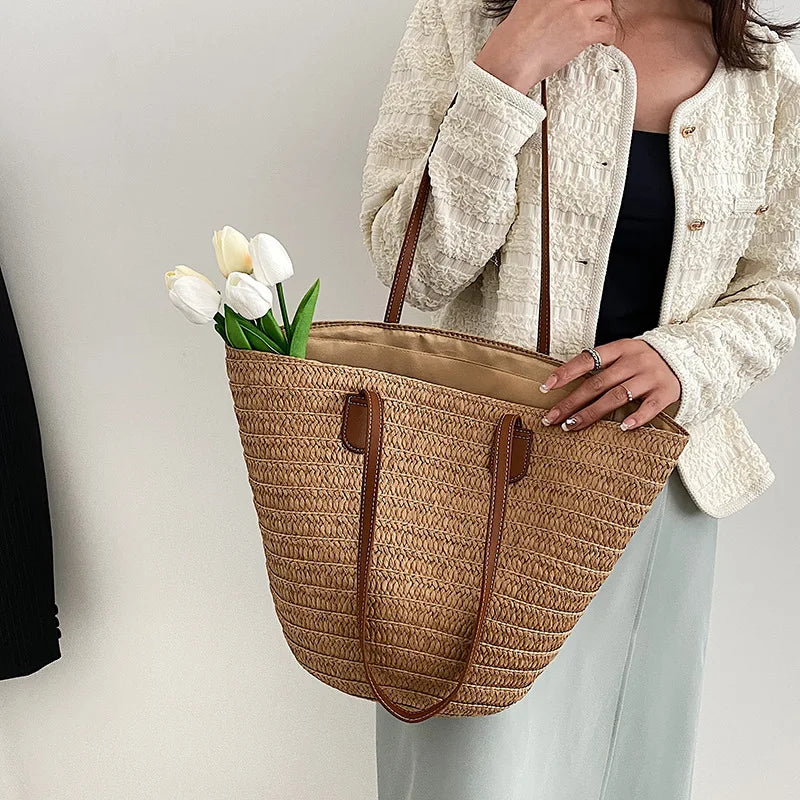 The Riviera Tote | Structured Woven Tote Bag