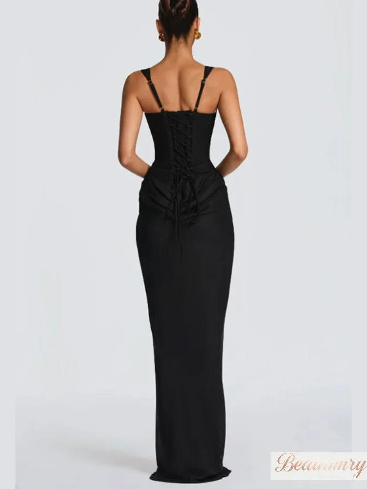 The Genevieve Pleated Midi Dress | Square Neck Midi Dress