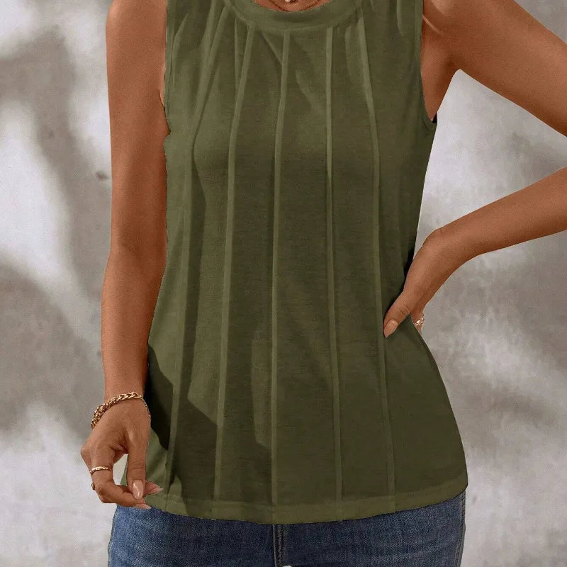 The Sienna Knit Tank | Sleeveless Round Neck Top