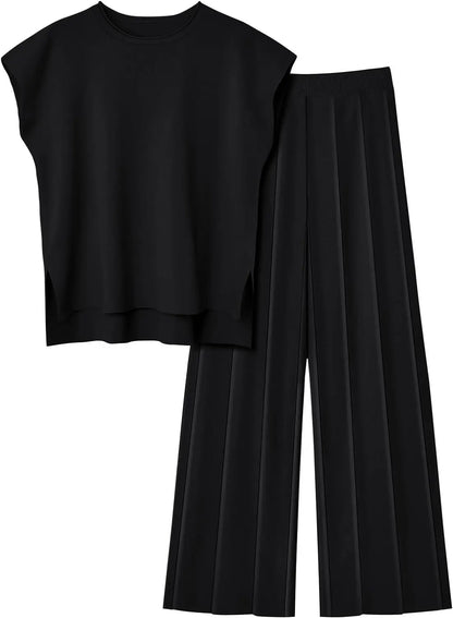 The Monaco Set | Sleeveless Top & Wide-Leg Trousers