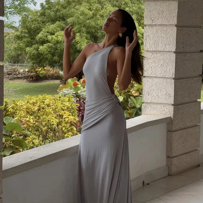 The Vivienne Maxi Dress | One-Shoulder Backless Maxi Dress