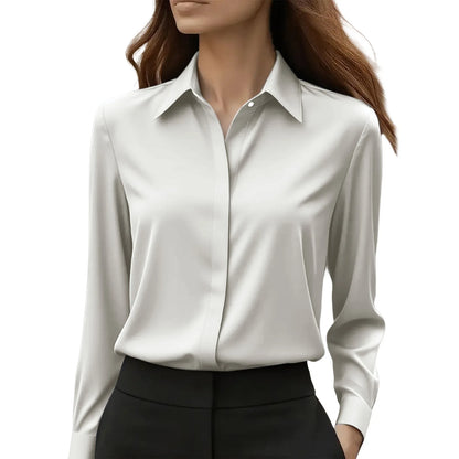 The Scarlett Satin Blouse | Satin Button-Up Blouse