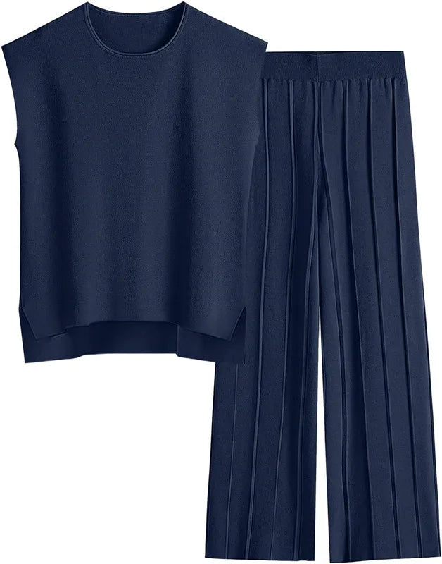 The Monaco Set | Sleeveless Top & Wide-Leg Trousers