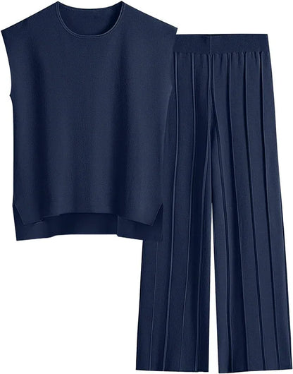 The Monaco Set | Sleeveless Top & Wide-Leg Trousers
