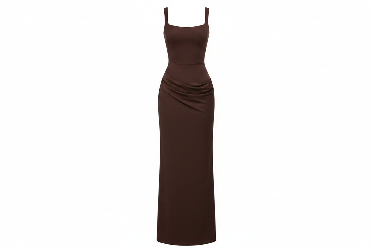 The Genevieve Pleated Midi Dress | Square Neck Midi Dress