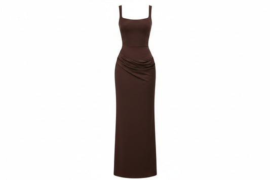 The Genevieve Pleated Midi Dress | Square Neck Midi Dress