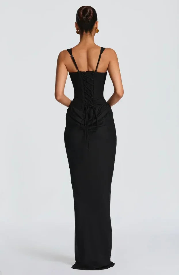 The Genevieve Pleated Midi Dress | Square Neck Midi Dress