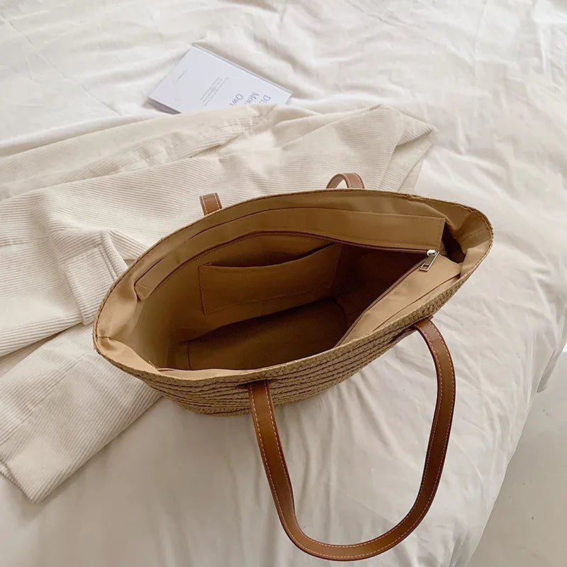 The Riviera Tote | Structured Woven Tote Bag