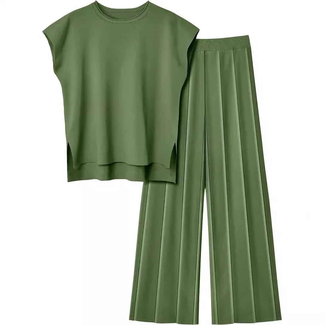 The Monaco Set | Sleeveless Top & Wide-Leg Trousers