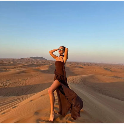 The Valentina Mesh Maxi Dress | Strapless Maxi Dress