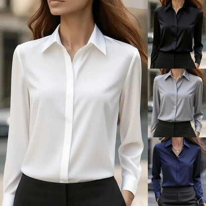 The Scarlett Satin Blouse | Satin Button-Up Blouse