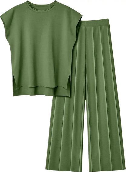 The Monaco Set | Sleeveless Top & Wide-Leg Trousers