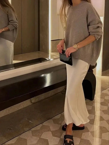 The Vianté Skirt | Timeless Satin Midi Skirt