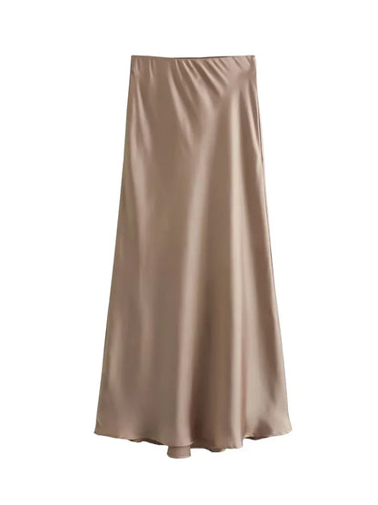 The Vianté Skirt | Timeless Satin Midi Skirt