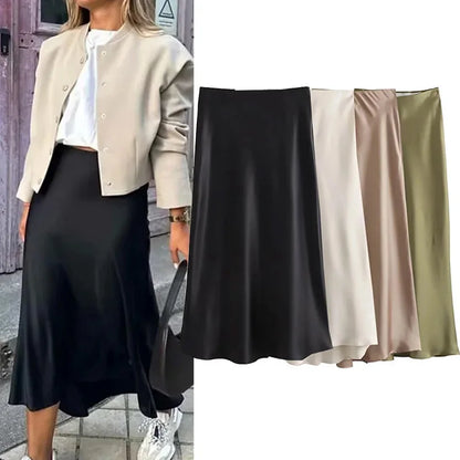 The Vianté Skirt | Timeless Satin Midi Skirt