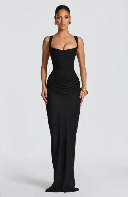 The Genevieve Pleated Midi Dress | Square Neck Midi Dress