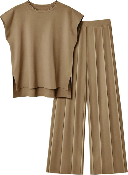 The Monaco Set | Sleeveless Top & Wide-Leg Trousers