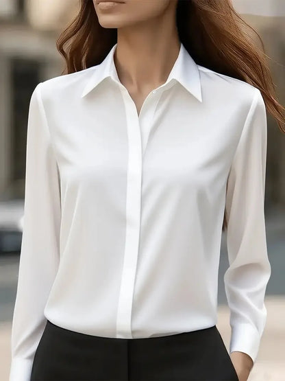 The Scarlett Satin Blouse | Satin Button-Up Blouse