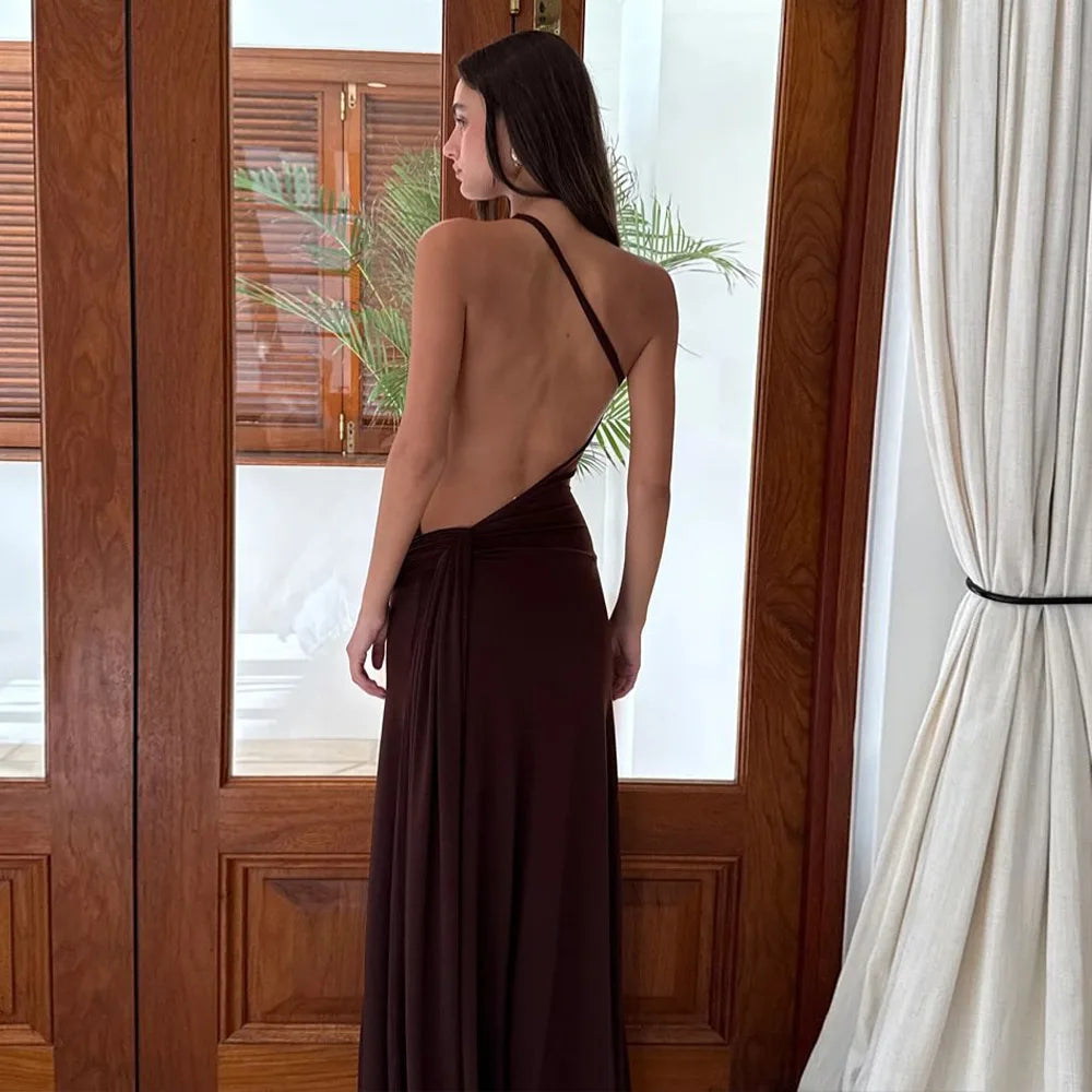 The Vivienne Maxi Dress | One-Shoulder Backless Maxi Dress