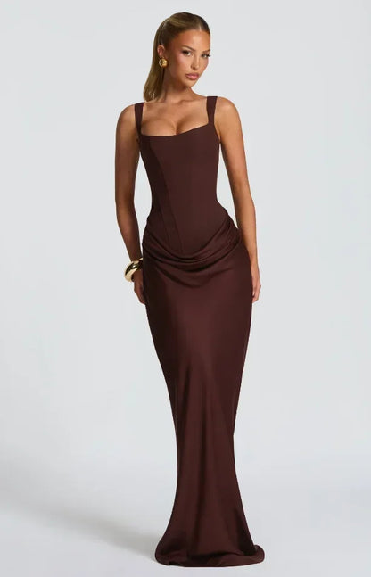 The Genevieve Pleated Midi Dress | Square Neck Midi Dress