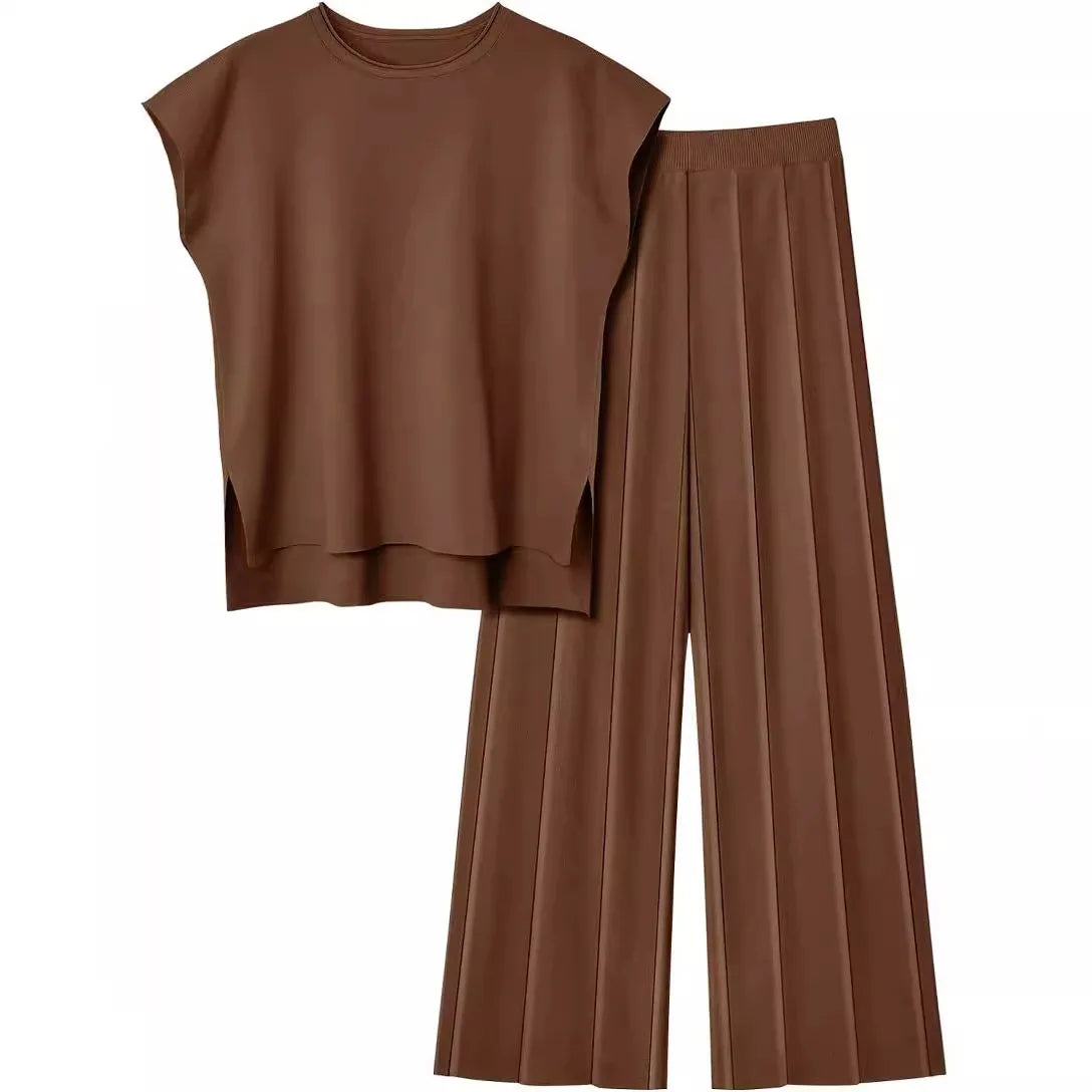 The Monaco Set | Sleeveless Top & Wide-Leg Trousers