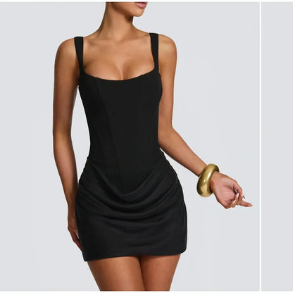 The Genevieve Pleated Midi Dress | Square Neck Midi Dress