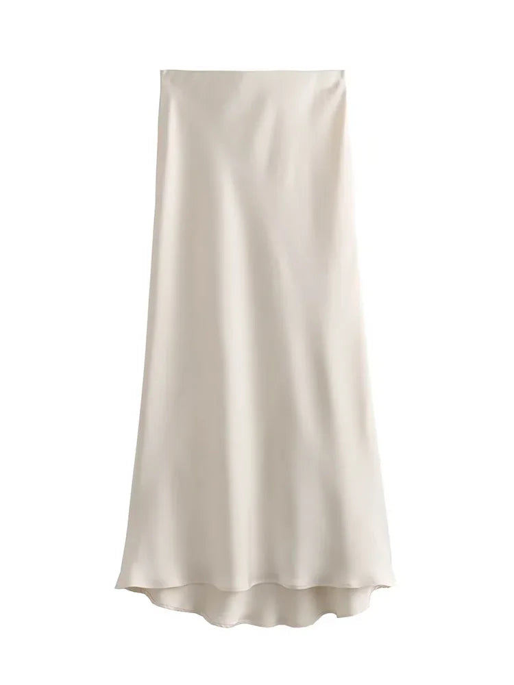 The Vianté Skirt | Timeless Satin Midi Skirt