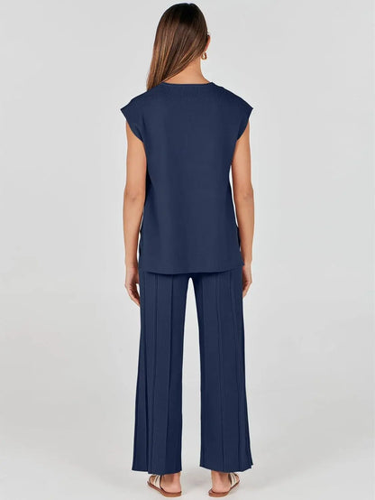 The Monaco Set | Sleeveless Top & Wide-Leg Trousers