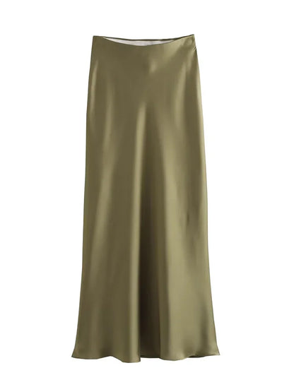 The Vianté Skirt | Timeless Satin Midi Skirt