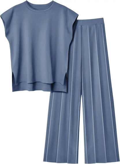 The Monaco Set | Sleeveless Top & Wide-Leg Trousers