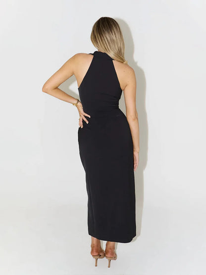 The Alessia Linen Shirt Dress | Midi Shirt Dress with Side Slit