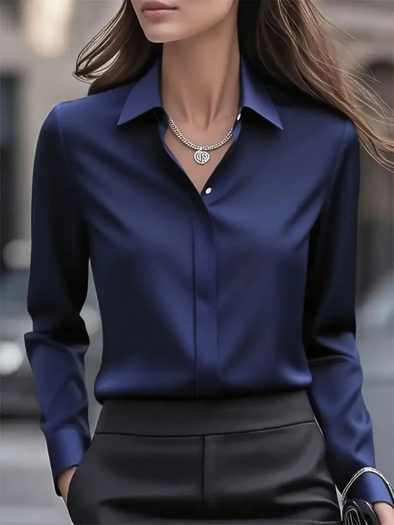 The Scarlett Satin Blouse | Satin Button-Up Blouse