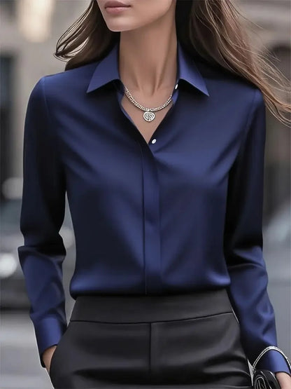 The Scarlett Satin Blouse | Satin Button-Up Blouse