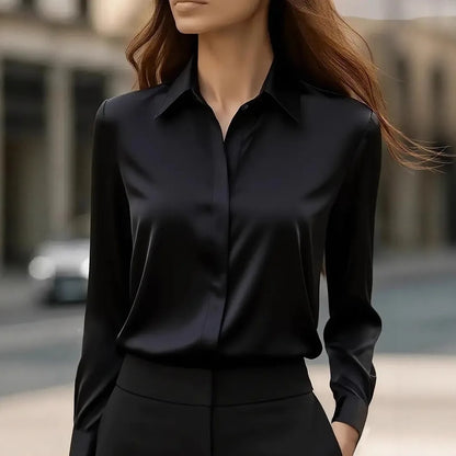 The Scarlett Satin Blouse | Satin Button-Up Blouse