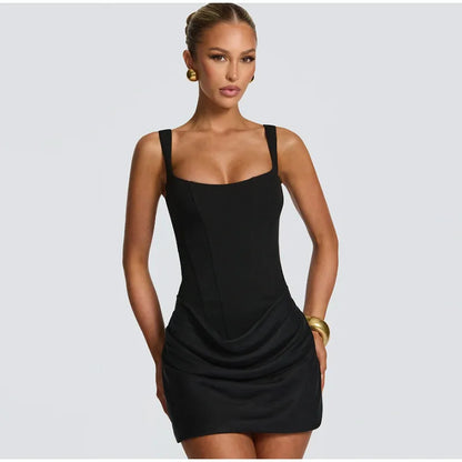 The Genevieve Pleated Midi Dress | Square Neck Midi Dress