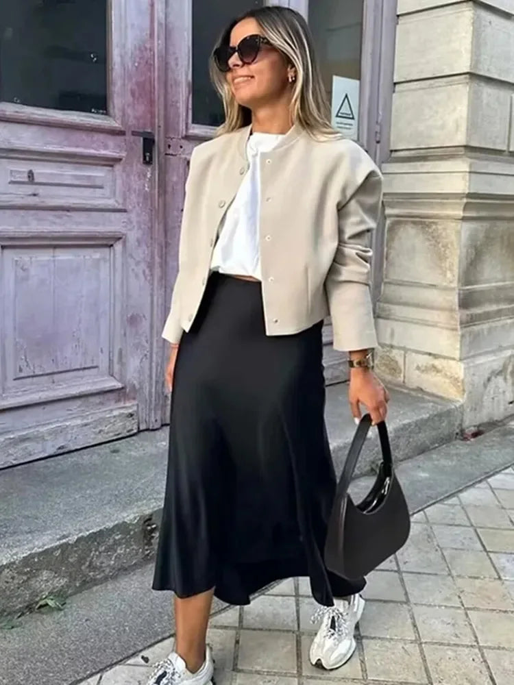 The Vianté Skirt | Timeless Satin Midi Skirt