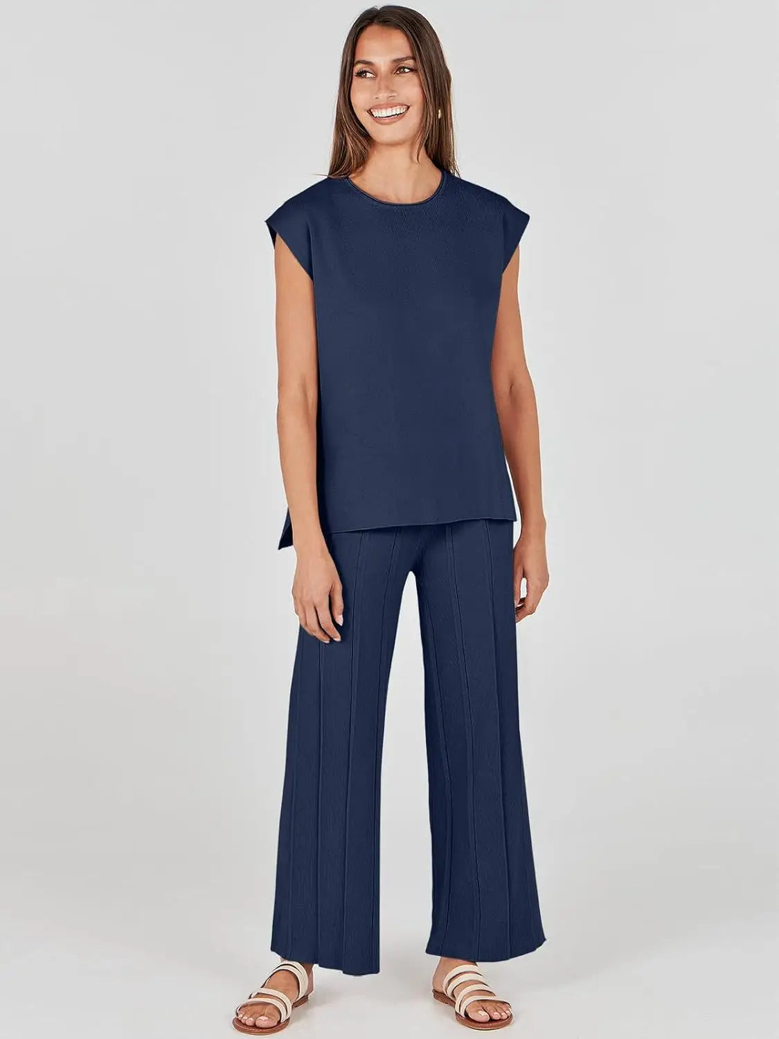 The Monaco Set | Sleeveless Top & Wide-Leg Trousers