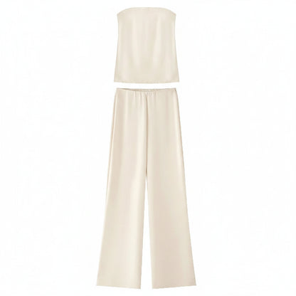 The Isabella Satin Set | Strapless Top & High-Waisted Trousers