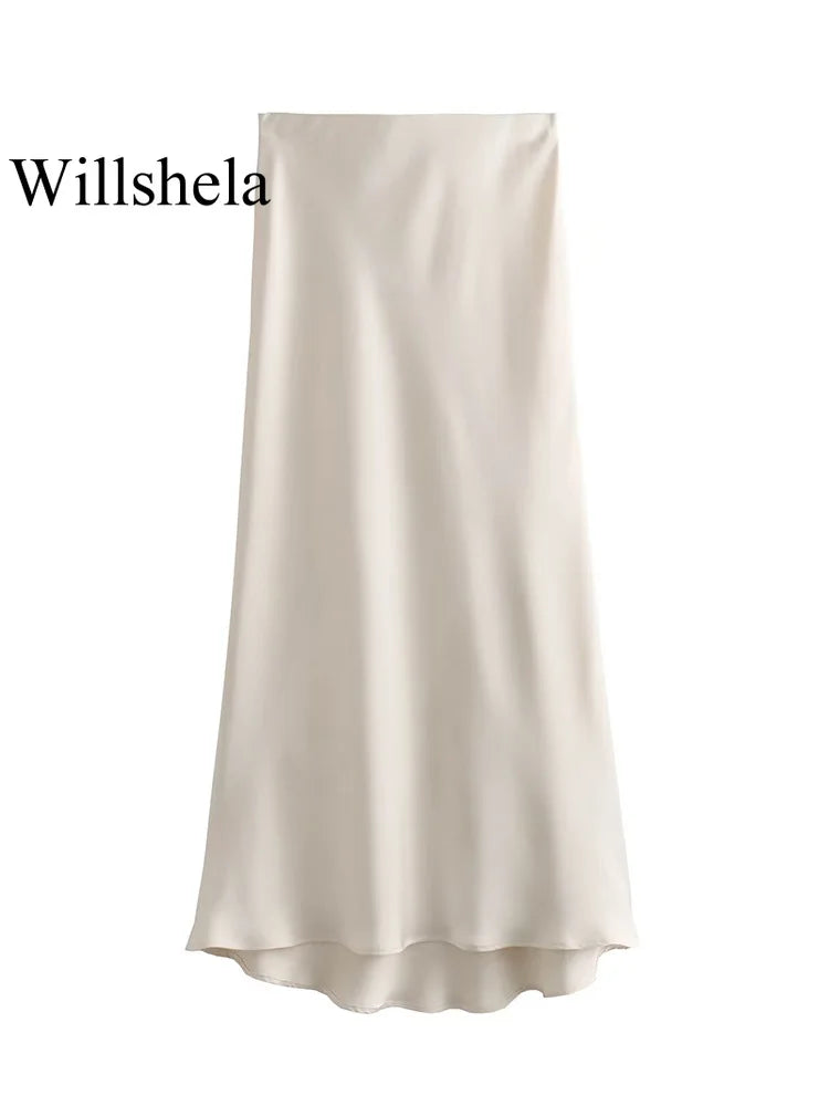 The Vianté Skirt | Timeless Satin Midi Skirt
