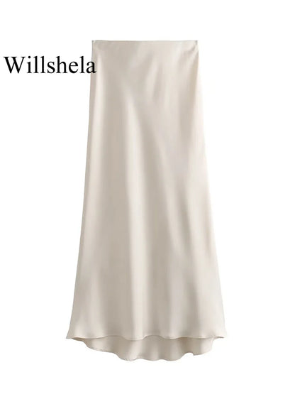 The Vianté Skirt | Timeless Satin Midi Skirt