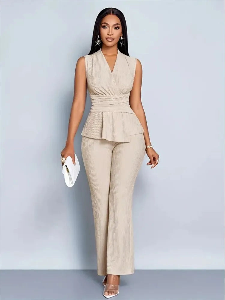 The Colette Vest Set | Sleeveless Vest & Wide-Leg Trousers