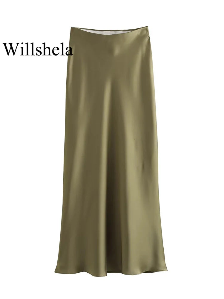 The Vianté Skirt | Timeless Satin Midi Skirt